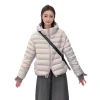 Hooded short down jacket with ribs for women, light and warm in winter, loose, fashionable and versatile white duck down casual coat Item Picture